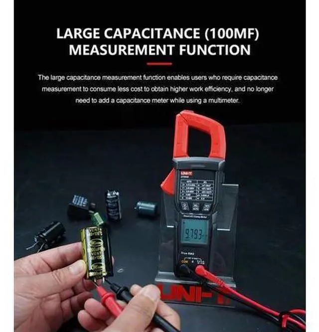 Alt view image 5 of 7 - Multimeter clamp Meter UT202B UT202BT Digital clamp Meter 600A DC Current Pliers Ammeter Voltage Tester Temperature Frequency Meter Auto Range(UT202T)