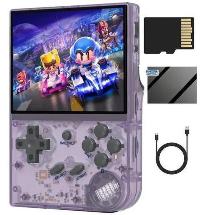 Main image of Anbernic RG35XX Handheld Game Console , 3.5 Inch IPS Screen Linux System Built-in 5000+ Classic Games Support HDMI TV Output(Transparent Purple)