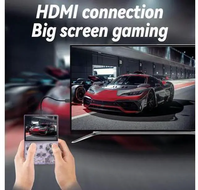 Alt view image 4 of 7 - Anbernic RG35XX Handheld Game Console , 3.5 Inch IPS Screen Linux System Built-in 5000+ Classic Games Support HDMI TV Output(Transparent Purple)