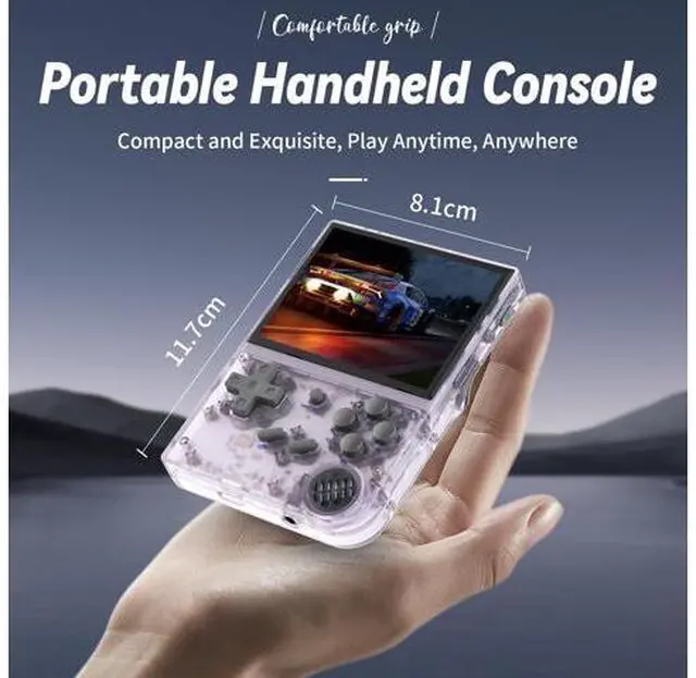 Alt view image 6 of 7 - Anbernic RG35XX Handheld Game Console , 3.5 Inch IPS Screen Linux System Built-in 5000+ Classic Games Support HDMI TV Output(Transparent Purple)