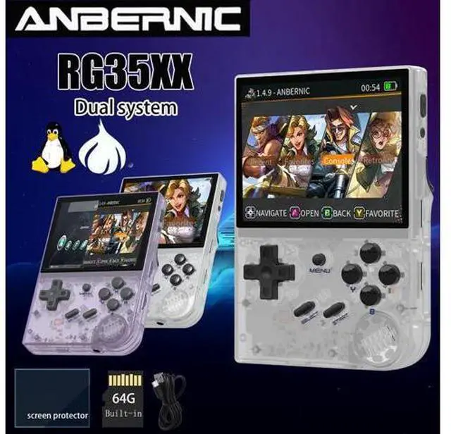 Alt view image 2 of 7 - RG35XX Retro Handheld Game Console, 3.5 Inch IPS Screen, 32GB Storage Pre-Loaded Games, HDMI TV Output, 2600mAh Battery (RG35XX-White)