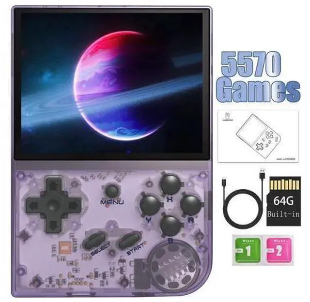 Main image of RG35XX Retro Handheld Game Console, 3.5 Inch IPS Screen, 32GB Storage Pre-Loaded Games, HDMI TV Output, 2600mAh Battery (RG35XX Purple)