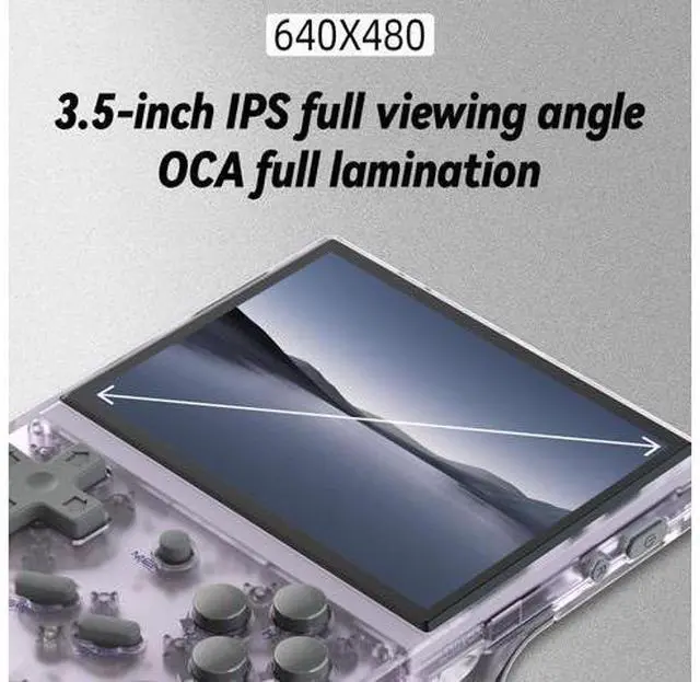 Alt view image 2 of 5 - RG35XX Retro Handheld Game Console, 3.5 Inch IPS Screen, 32GB Storage Pre-Loaded Games, HDMI TV Output, 2600mAh Battery (RG35XX Purple)