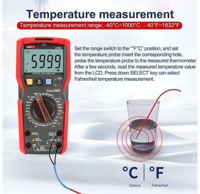 Alt view image 4 of 7 - UT89X Digital Multimeter Professional Tester True RMS AC/DC 1000V 20A Voltage Current Temperature Conductance Meter (UT89X)