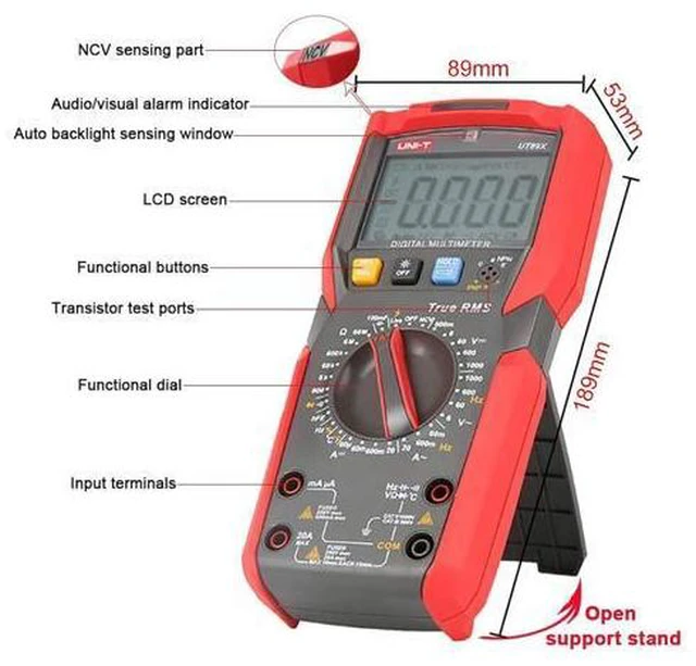 Alt view image 5 of 7 - UT89X Digital Multimeter Professional Tester True RMS AC/DC 1000V 20A Voltage Current Temperature Conductance Meter (UT89X)