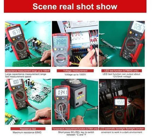 Alt view image 7 of 7 - UT89X Digital Multimeter Professional Tester True RMS AC/DC 1000V 20A Voltage Current Temperature Conductance Meter (UT89X)