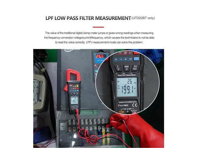 Alt view image 3 of 7 - Multimeter clamp Meter UT202B UT202BT Digital clamp Meter 600A DC Current Pliers Ammeter Voltage Tester Temperature Frequency Meter Auto Range(UT202BT)