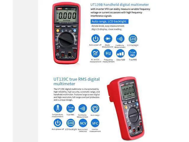 Alt view image 2 of 7 - Multimeter clamp Meter UT139A UT139B UT139C UT139D UT139E UT139S True RMS Digital Multimeter MAX/MIN/REL Modes Auto/Manual Ranges Selectable(UT139C)