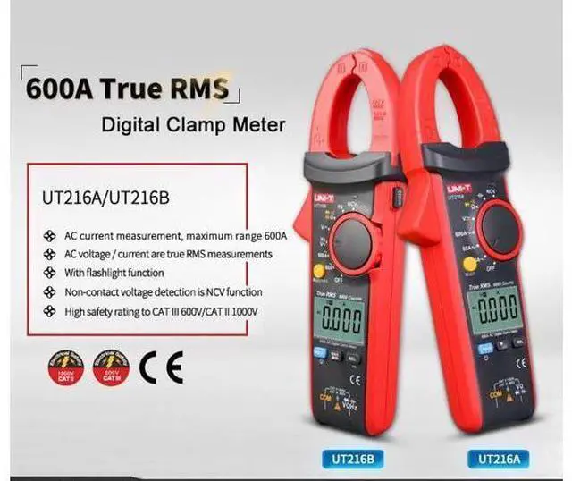 Alt view image 3 of 7 - Multimeter clamp Meter UT216 Series True RMS Digital clamp Meter UT216A UT216B UT216C UT216D 600A MAX/MIN/Relative Modes NCV Flashlight VFC Current Clamps Current clamp Meter(UT216A)