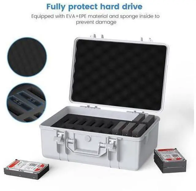 Alt view image 2 of 7 - Hard Drive Case 3.5inch 20-Bay HDD/SSD Multi-Protection Storage Suitcase with Foam Hard Case Shockproof Anti-Static MoistureProof Carrying Box-PSC L20