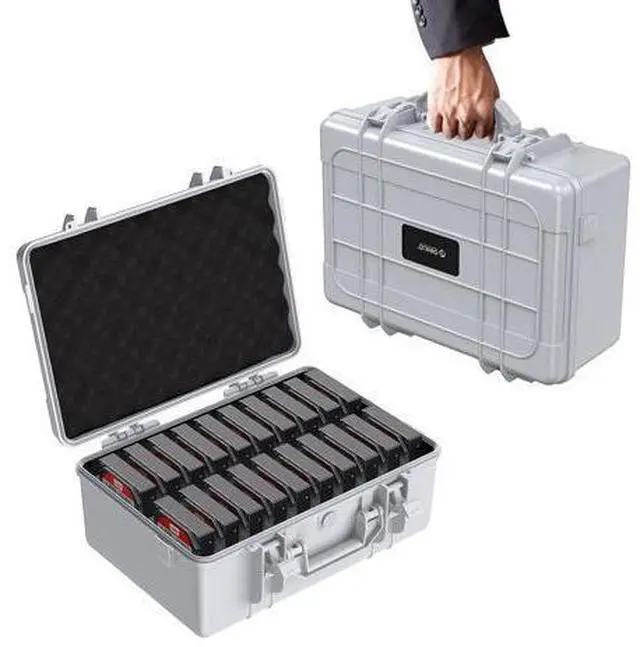 Alt view image 5 of 7 - Hard Drive Case 3.5inch 20-Bay HDD/SSD Multi-Protection Storage Suitcase with Foam Hard Case Shockproof Anti-Static MoistureProof Carrying Box-PSC L20