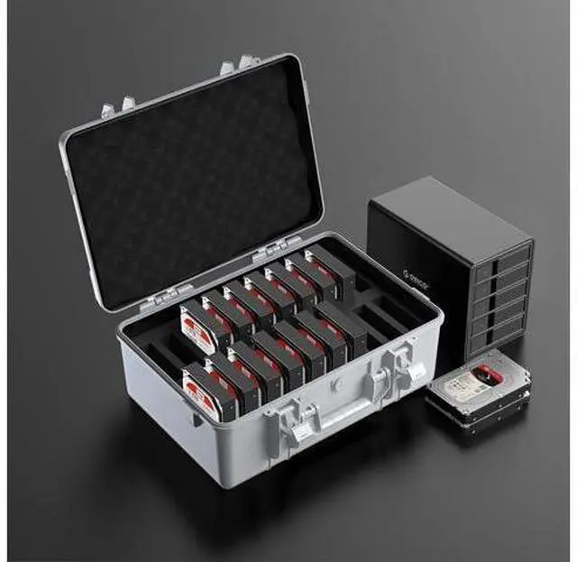 Alt view image 7 of 7 - Hard Drive Case 3.5inch 20-Bay HDD/SSD Multi-Protection Storage Suitcase with Foam Hard Case Shockproof Anti-Static MoistureProof Carrying Box-PSC L20