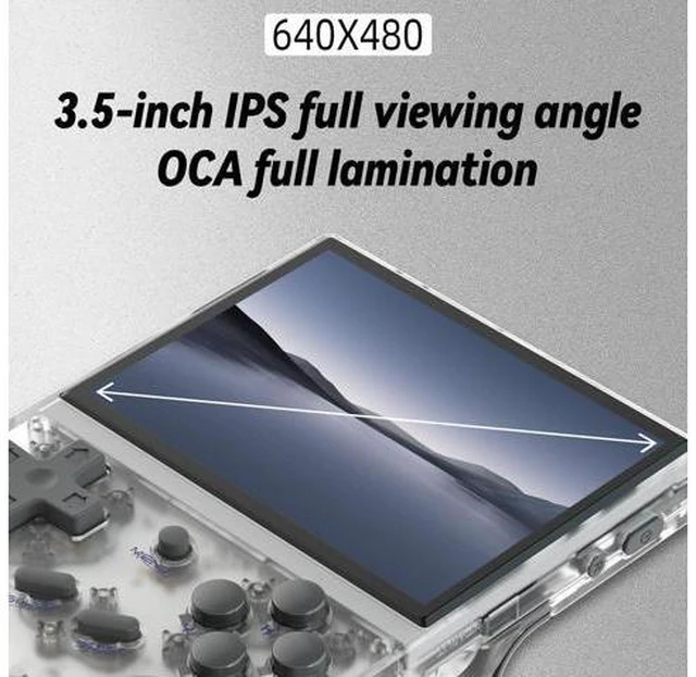 Alt view image 2 of 7 - RG35XX 2024 Retro Gaming Consoles with 64GB Card rg35xx Handheld Game Console 3.5 inch IPS Screen Linux System Classic Emulator Hand Held Gaming Console Support HD TV Output White