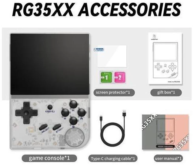 Alt view image 6 of 7 - RG35XX 2024 Retro Gaming Consoles with 64GB Card rg35xx Handheld Game Console 3.5 inch IPS Screen Linux System Classic Emulator Hand Held Gaming Console Support HD TV Output White