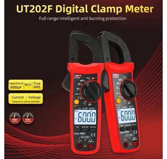 Alt view image 4 of 7 - Multimeter clamp Meter UT201R/UT202R/UT203R/UT204R/UT202F AC/DC 400/600A Digital Ammeter clamp Meter DC AC for Measuring Ammeter Voltmeter Ohm Tester(UT202F)