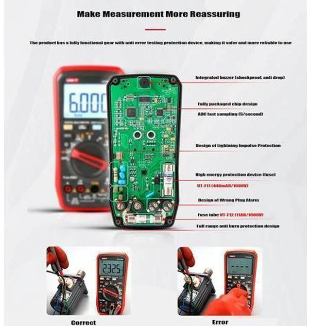 Alt view image 4 of 7 - UT15B UT17B UT18B Max VFD Multimeter Digital Ammeter Voltmeter Resistance Capacitance Frequency Duty Cycle Multi Meter(UT15B Max)