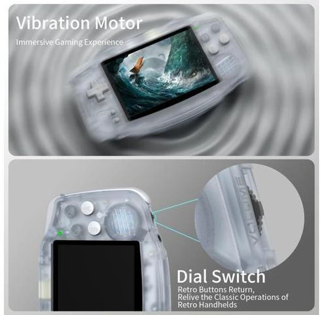 Alt view image 3 of 7 - RG34XX Retro Handheld Game Console, 3.4 Inch IPS Screen, 64GB Storage, 5532 Pre-Installed Games, WiFi, HDMI (RG34XX-Glacier)