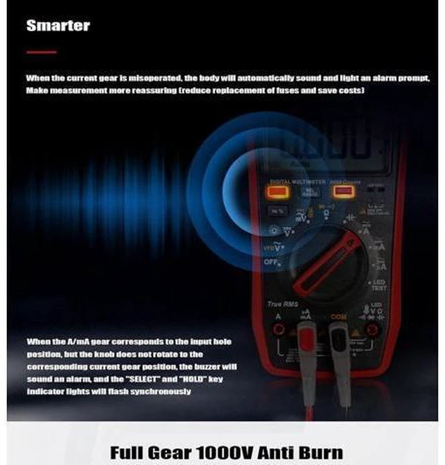 Alt view image 7 of 7 - UT15B UT17B UT18B Max VFD Multimeter Digital Ammeter Voltmeter Resistance Capacitance Frequency Duty Cycle Multi Meter(UT15B Max)