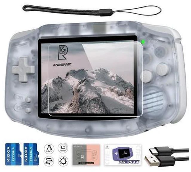 Main image of RG34XX Retro Handheld Game Console, 3.4 Inch IPS Screen, 64GB Storage, 5532 Pre-Installed Games, WiFi, HDMI (RG34XX-Glacier)