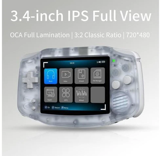 Alt view image 7 of 7 - RG34XX Retro Handheld Game Console, 3.4 Inch IPS Screen, 64GB Storage, 5532 Pre-Installed Games, WiFi, HDMI (RG34XX-Glacier)