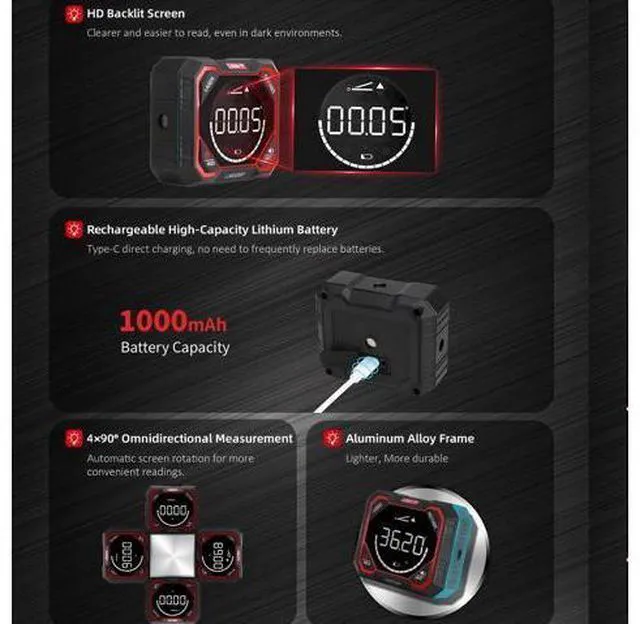 Alt view image 5 of 7 - LM320D LM320E LM320F Laser Inclinometer Digital Angel Meter with Absolute Relative Angle Measurement Magnetic Inclinometer(LM320F)