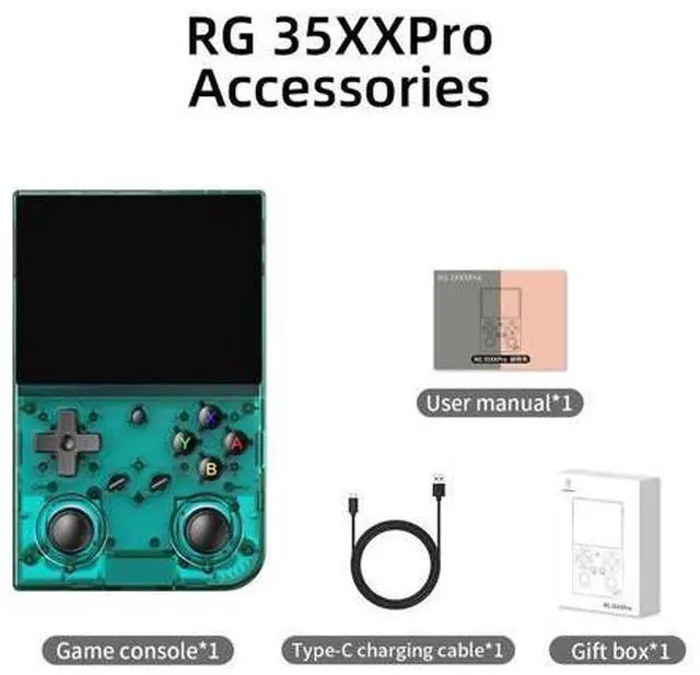 Alt view image 7 of 7 - RG35XX Pro Handheld Game Consoles RG35XXPro Retro Gaming Console with 64GB Card 4353 Games Video Game Console Pocket Arcade Support 30+ Simulators WiFi Bluetooth HD Output Transparent Teal