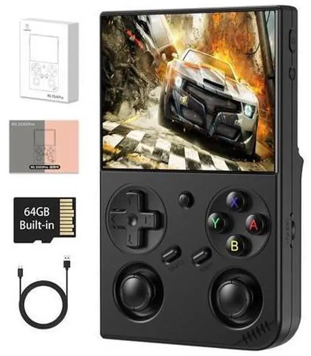 Main image of RG35XX Pro Handheld Game Consoles RG35XXPro Retro Gaming Console with 64GB 4353 Games Card Video Game Console Portable Pocket Arcade Support 30+ Simulators WiFi Bluetooth HD Output Black