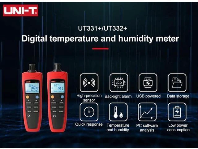 Alt view image 3 of 7 - Digital Thermometer Hygrometer UT331+ UT332+ Handheld Temperature Humidity Meter for Factories Detector (UT331+)