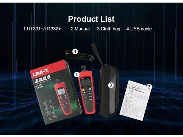 Alt view image 6 of 7 - Digital Thermometer Hygrometer UT331+ UT332+ Handheld Temperature Humidity Meter for Factories Detector (UT331+)