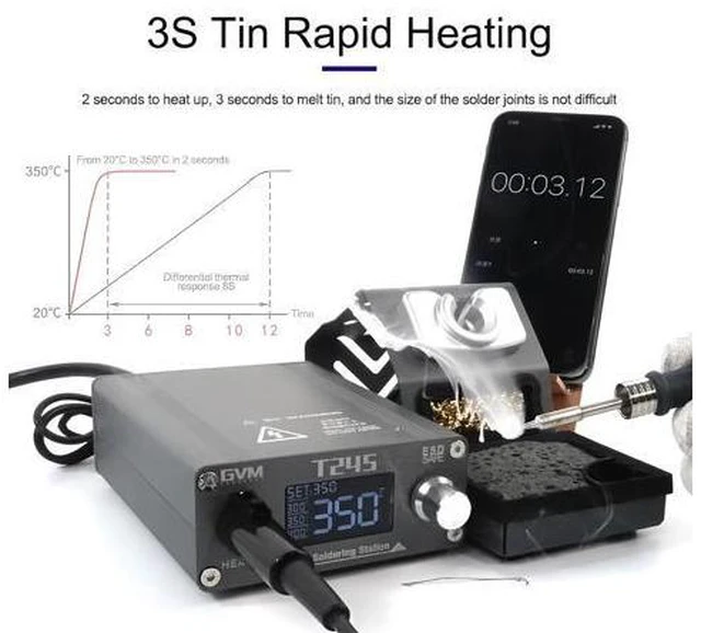 Alt view image 3 of 7 - GVM T245 Soldering Station Warming Automatic Sleep 2S Mobile Phone Repair Constant Temperature 130W Soldering Station