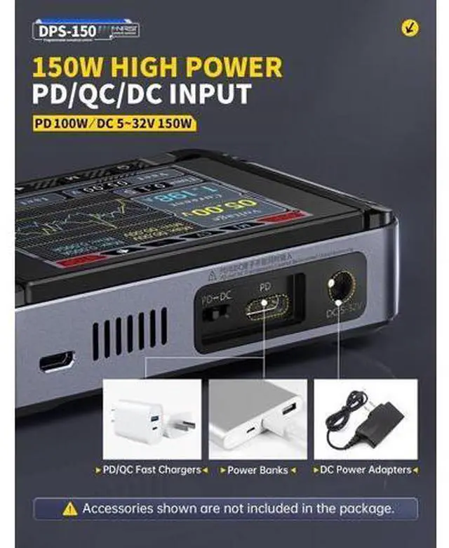 Alt view image 3 of 7 - DPS-150 DC Power Supply Variable, 30V 5A Adjustable DC CNC Power Supply with 4-Digit IPS Display, <20mV Power Ripple, PD/QC/DC Input, PC Programmable Switching Power Supply (NO Power Adapter)
