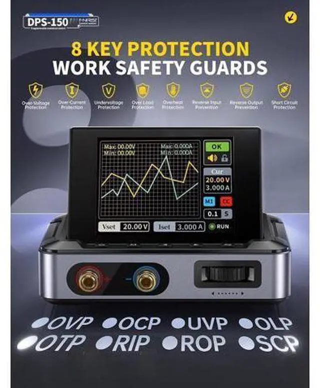 Alt view image 4 of 7 - DPS-150 DC Power Supply Variable, 0-30V 0-5A Adjustable DC CNC Power Supply with 4-Digit IPS Display, <20mV Power Ripple, PD/QC/DC Input, PC Programmable Regulated Switching Power Supply
