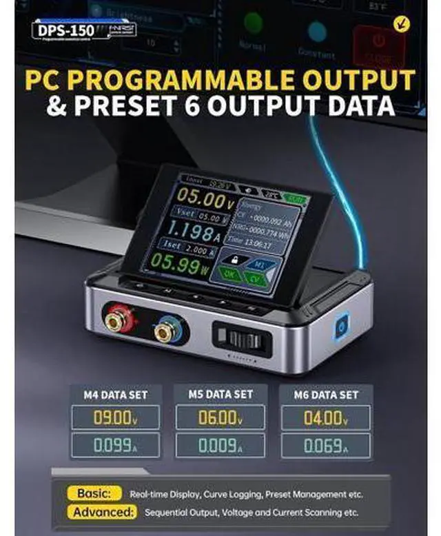 Alt view image 5 of 7 - DPS-150 DC Power Supply Variable, 0-30V 0-5A Adjustable DC CNC Power Supply with 4-Digit IPS Display, <20mV Power Ripple, PD/QC/DC Input, PC Programmable Regulated Switching Power Supply