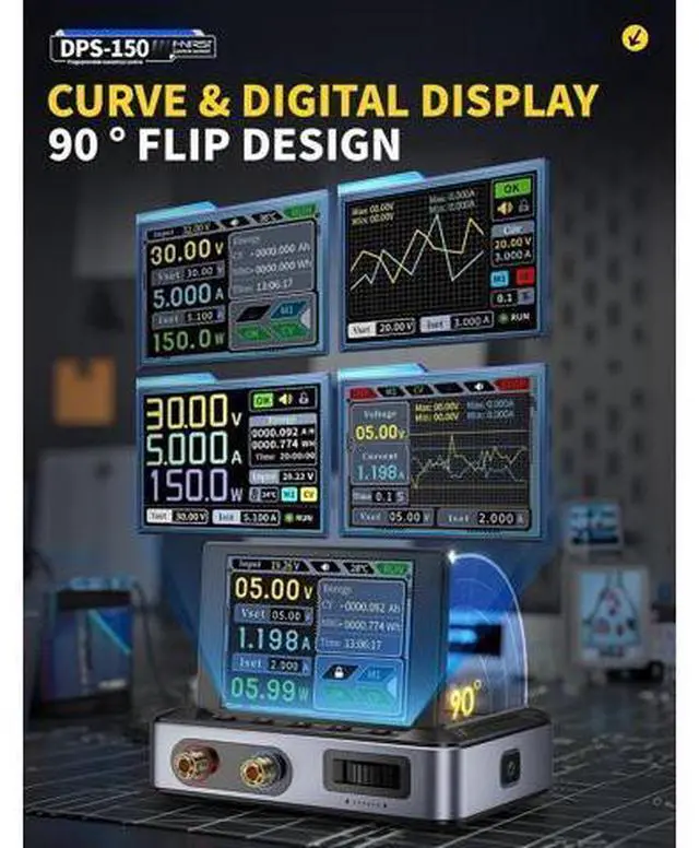 Alt view image 6 of 7 - DPS-150 DC Power Supply Variable, 0-30V 0-5A Adjustable DC CNC Power Supply with 4-Digit IPS Display, <20mV Power Ripple, PD/QC/DC Input, PC Programmable Regulated Switching Power Supply