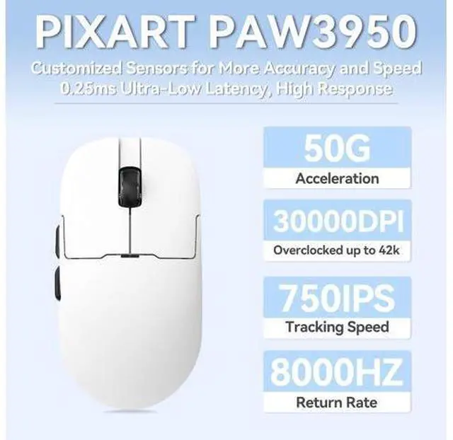 Alt view image 5 of 6 - AJAZZ AJ159 APEX Wireless Gaming Mouse 2.4G Wired BT|RGB Magnetic Screen Charging Dock|Lightweight|42K Optical Tracking|400mAh Battery |PAW3950APEX Sensor.