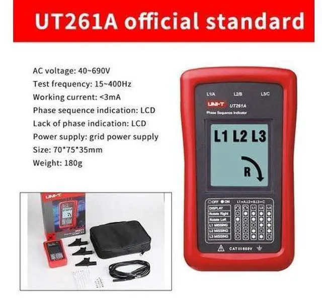 Alt view image 5 of 6 - UT261A Phase Sequence Tester Lack Phase Meter Motor Rotation Indicator AC 40 700V 90 600V (UT261A)