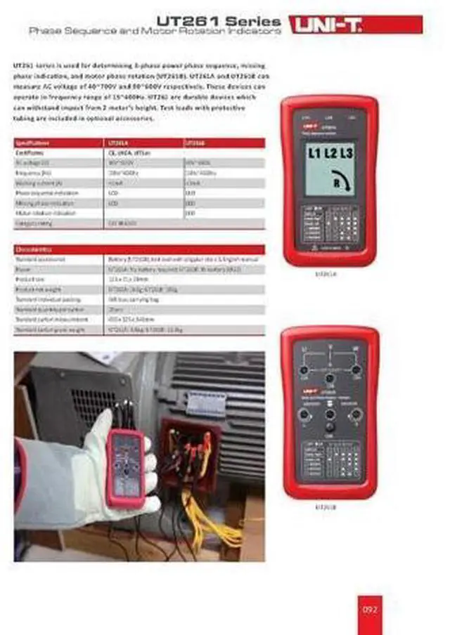 Alt view image 6 of 6 - UT261A Phase Sequence Tester Lack Phase Meter Motor Rotation Indicator AC 40 700V 90 600V (UT261A)