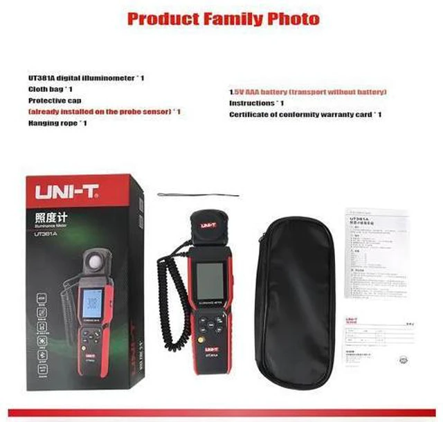 Alt view image 7 of 7 - UT381A Illuminometer Integrated & Split Digital Light Illuminance Meter 400000 Lx 37160 Fc Luxometer with Bluetooth APP