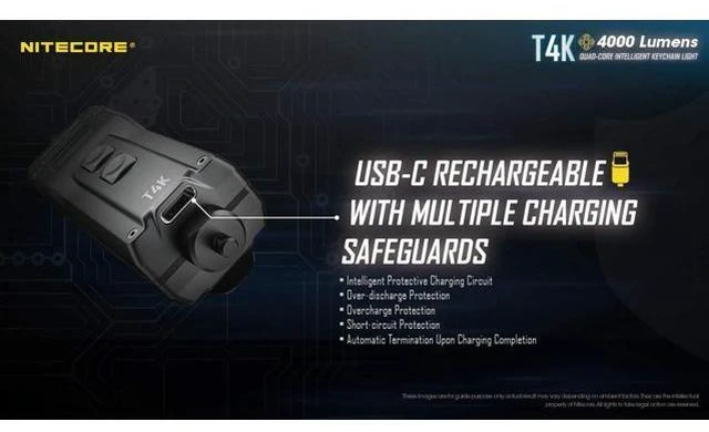 Alt view image 7 of 7 - T4K Keychain EDC Flashlight, 4000 Lumen LED Super Bright and USB-C Rechargeable with Organizer