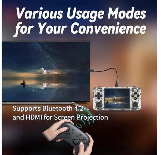 Alt view image 5 of 5 - rg35xx h Retro Game Emulator Anbernic 35xxh with a 64G Card Pre-Loaded Games rg35xxh 3.5'' IPS Screen Supports 5G WiFi Bluetooth HDMI and TV Output