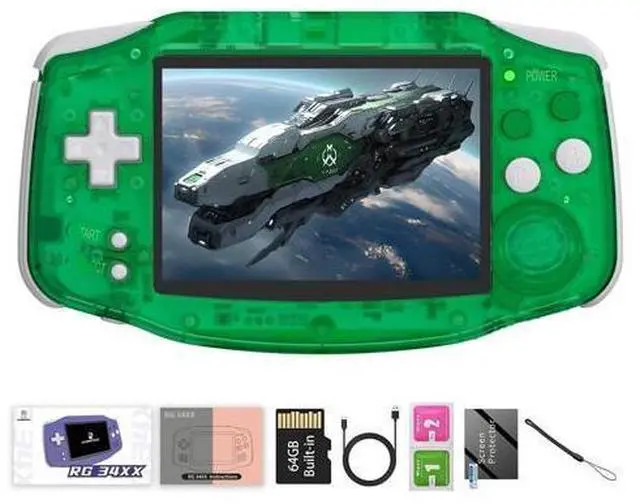 Main image of RG34XX Retro Handheld Game Consoles Classic Retro Gaming Console 64G Card Preloaded Games 5000+ rg34xx Portable Gaming Console Linux 64-bit 3500mAh Battery WiFi Bluetooth HD and TV Output Green