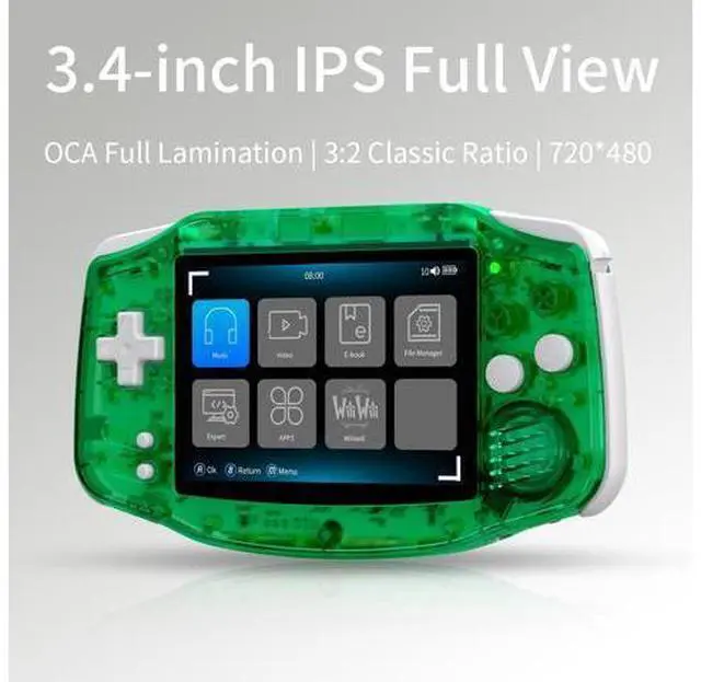 Alt view image 3 of 7 - RG34XX Retro Handheld Game Consoles Classic Retro Gaming Console 64G Card Preloaded Games 5000+ rg34xx Portable Gaming Console Linux 64-bit 3500mAh Battery WiFi Bluetooth HD and TV Output Green