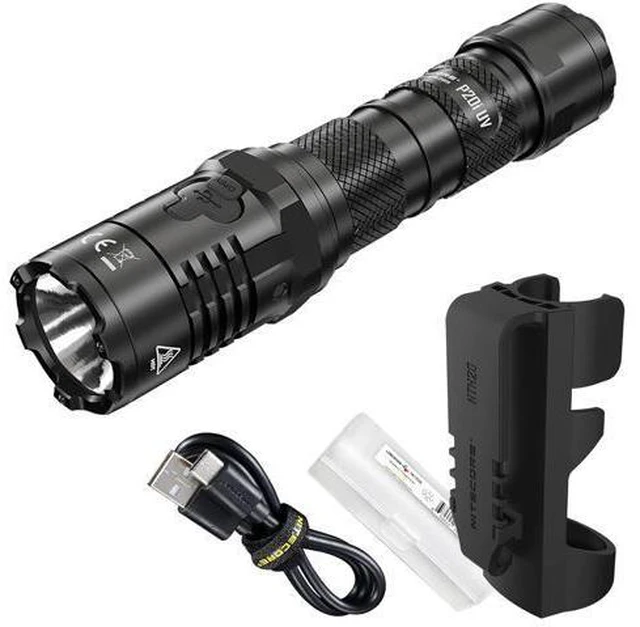 Main image of P20i UV 1800 Lumen USB-C Rechargeable Tactical Flashlight with UV Ultraviolet Black Light and LumenTac Organizer