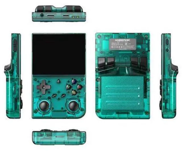 Alt view image 6 of 7 - RG35XX Pro Handheld Game Consoles RG35XXPro Retro Gaming Console with 64GB Card 4353 Games Video Game Console Pocket Arcade Support 30+ Simulators WiFi Bluetooth HD Output Transparent Teal