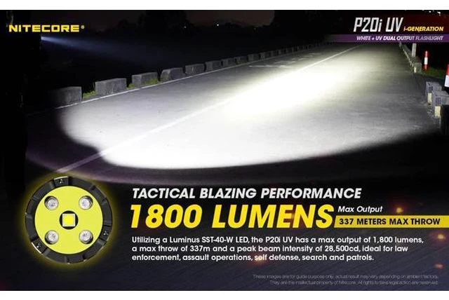 Alt view image 3 of 6 - P20i UV 1800 Lumen USB-C Rechargeable Tactical Flashlight with UV Ultraviolet Black Light and LumenTac Organizer