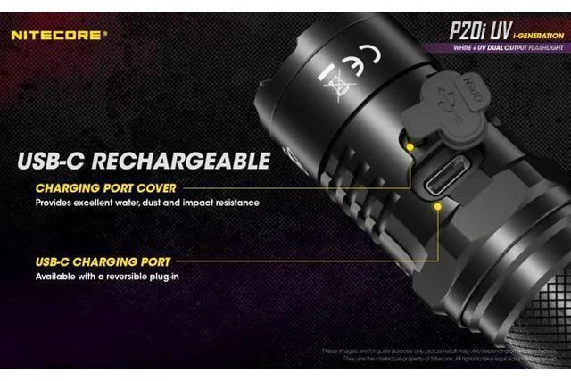Alt view image 5 of 6 - P20i UV 1800 Lumen USB-C Rechargeable Tactical Flashlight with UV Ultraviolet Black Light and LumenTac Organizer