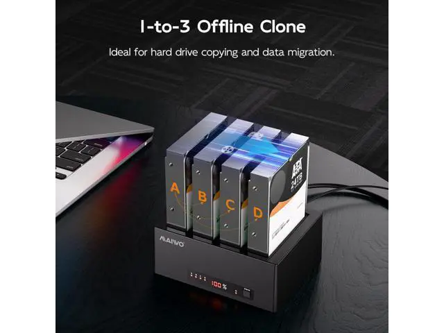 Alt view image 2 of 6 - External Hard Drive Docking Station Cloner for 2.5 3.5 Inch SATA HDD SSD, SATA III Chipset with UASP, 96TB Capacity, HDD Duplicator Reader