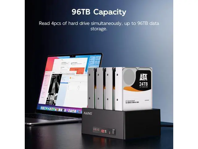 Alt view image 4 of 6 - External Hard Drive Docking Station Cloner for 2.5 3.5 Inch SATA HDD SSD, SATA III Chipset with UASP, 96TB Capacity, HDD Duplicator Reader