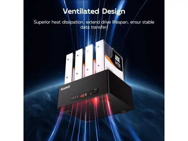 Alt view image 5 of 6 - External Hard Drive Docking Station Cloner for 2.5 3.5 Inch SATA HDD SSD, SATA III Chipset with UASP, 96TB Capacity, HDD Duplicator Reader