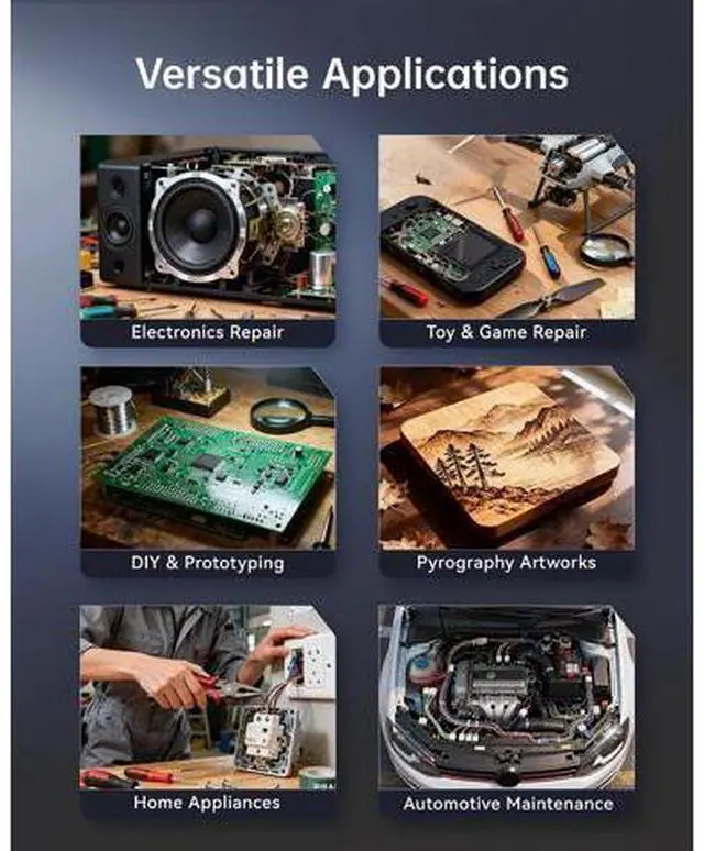 Alt view image 7 of 7 - HS-03 Cordless Soldering Iron Kit, 2600mAh Battery Portable Soldering Iron, 212-842°F, 3s Fast Heating, 5-Level Temp, 0.96" IPS Display Soldering Iron for Electronics Repair, DIY, PCB